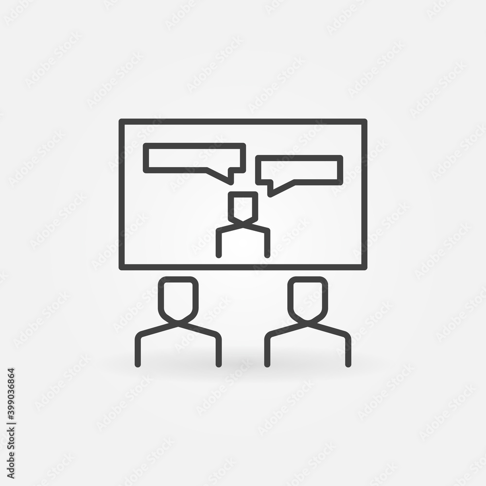 Video Conference or Business Communication vector concept icon or symbol in thin line style Video Conference or Business Communication vector concept icon or symbol in thin line style