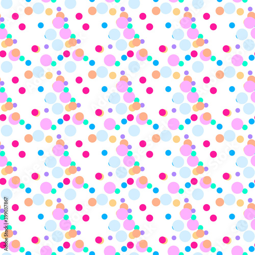 Seamless pattern with multi-colored yellow, orange, green, pink, purple, blue bright ovals on a white background. Use for fabric, textile, napkins, packaging, web design, children's things.