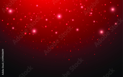 Christmas Holiday abstract with bokeh, stars on red background.Vector illustration.