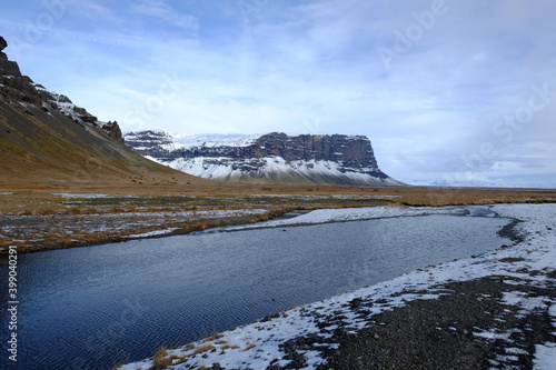 the landscape on the west side of Iceland at Snaefellsnes in the begining of march.