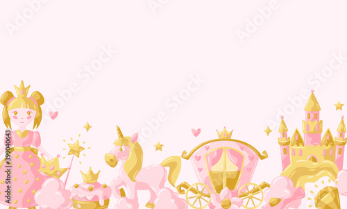 Princess party items background.