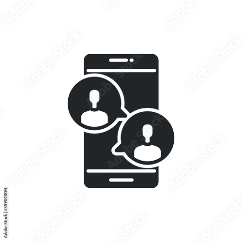 online meetup solid icon. Two people in dialog discussion group. Distant work. Online business chat, meet up together using tablet or smartphones Vector illustration Design on white background EPS 10