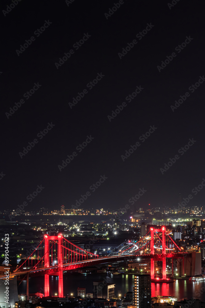高塔山公園から見た北九州市内の夜景（新日本三大夜景）　福岡県　Kitakyusyu city 
Night view seen from Takatoyama Park