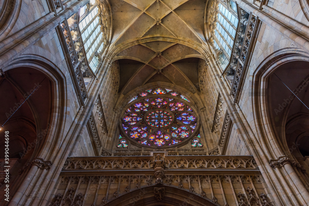 Interior of St. Vitus Cathedral at Prague Castle in Czech Republic.