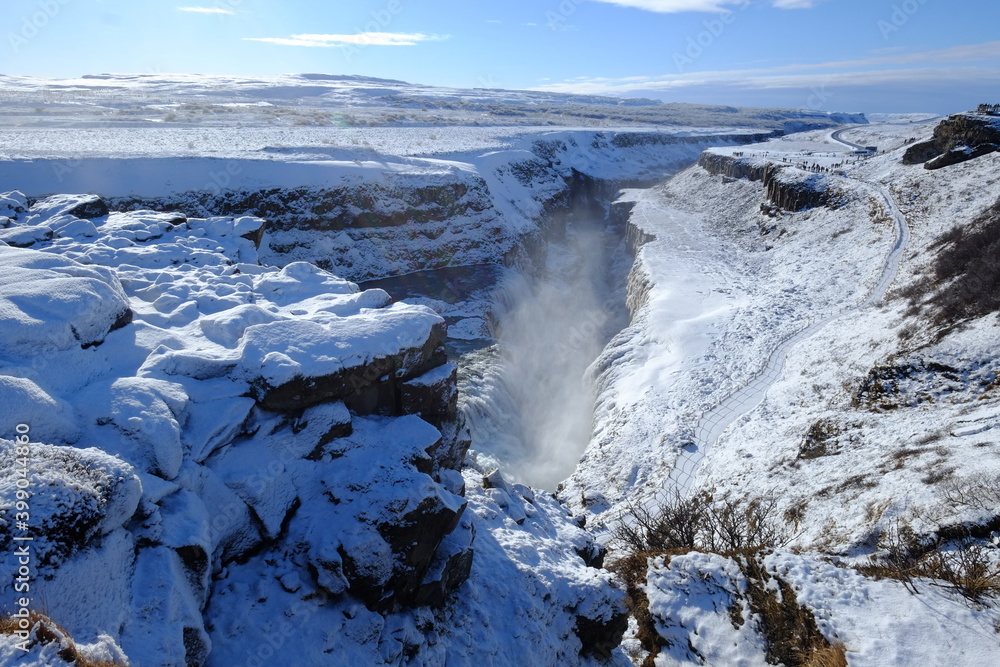 The waterfall of Gullfoss in Iceland. The waterfall of Gullfoss in Iceland.