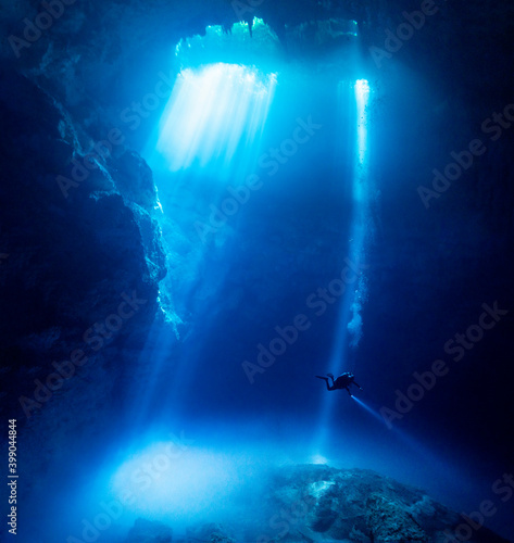 Cenote Pit Underwater in Yucatan, Mexico