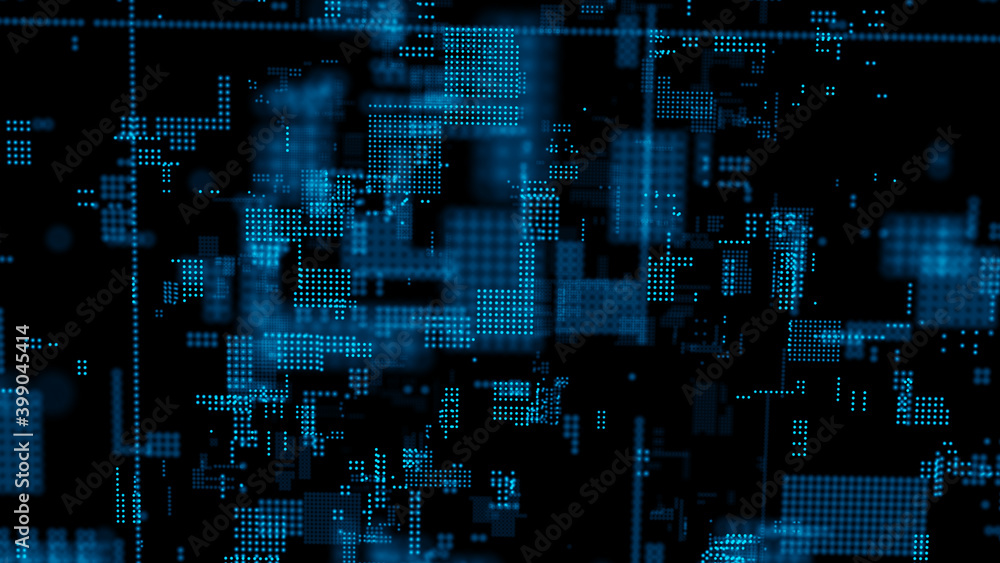 Digital background with moving glowing particles. Futuristic hi-tech illustration. Concept of data transfer in cyberspace. Big data visualization. 3d rendering. Digital background with moving glowing particles. Futuristic hi-tech illustration. Concept of data transfer in cyberspace. Big data visualization. 3d rendering.
