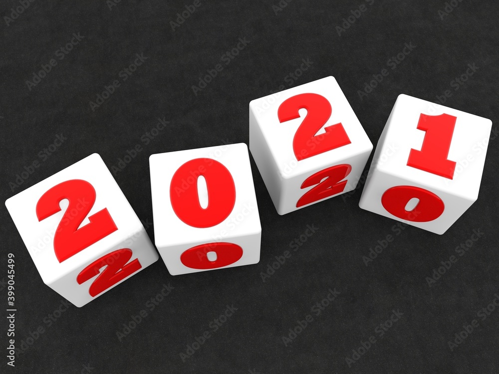 White toy blocks with 2021 and 2020 concepts on an asphalt background White toy blocks with 2021 and 2020 concepts on an asphalt background