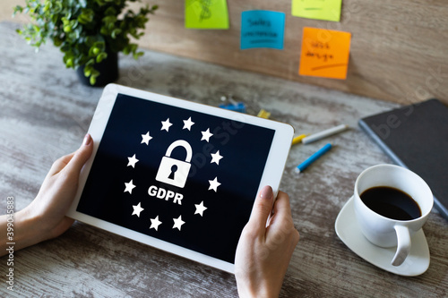 GDPR - General data protection regulation law. Business and internet concept on screen.