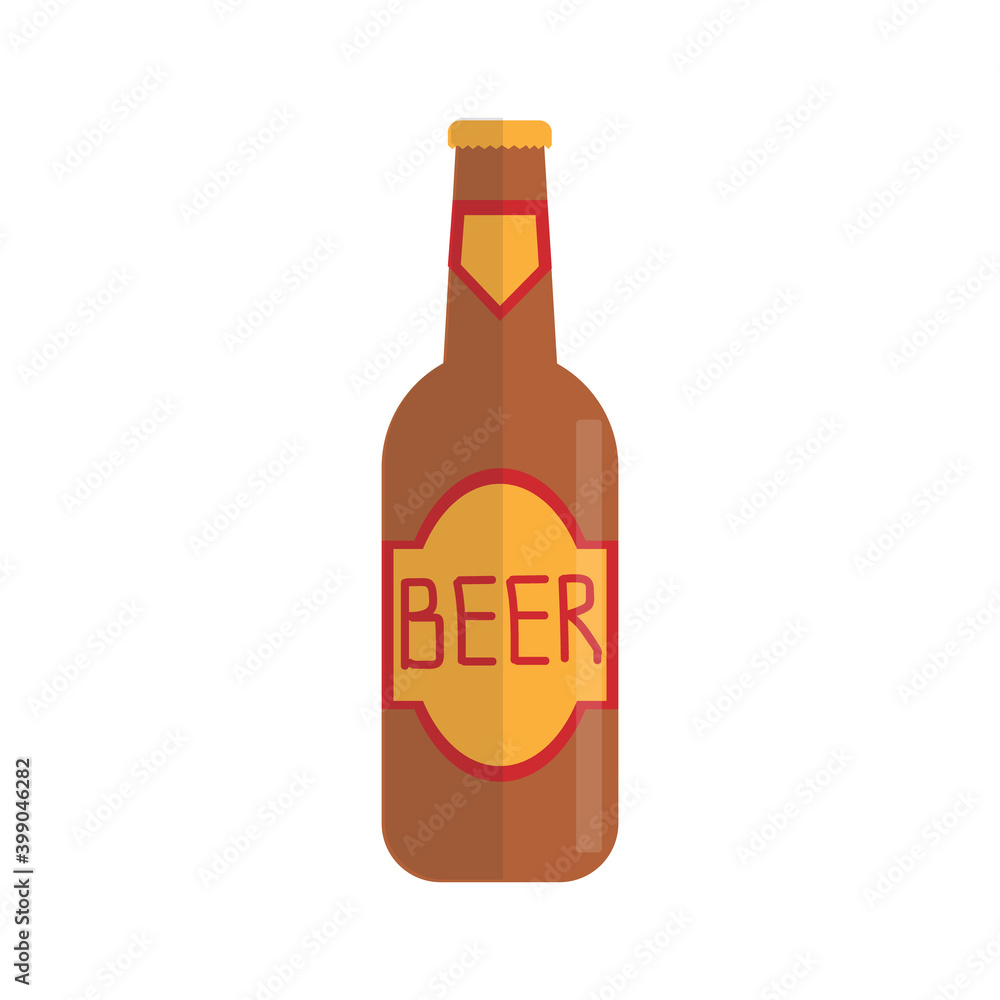 Traditional beer bottle for super bowl party, flat illustration Traditional beer bottle for super bowl party, flat illustration