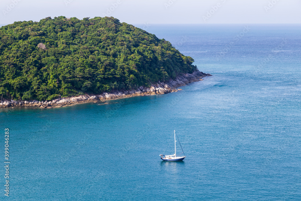 Beautiful views point that offers a panoramic view of the sandy beaches of Phuket Island on sunny days, Phuket, Thailand Beautiful views point that offers a panoramic view of the sandy beaches of Phuket Island on sunny days, Phuket, Thailand