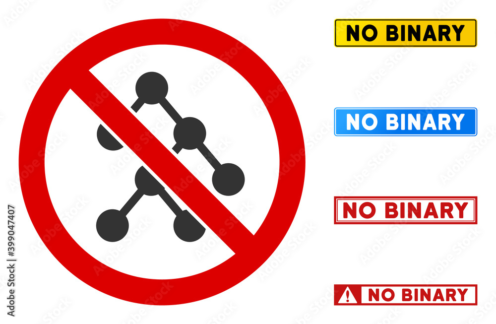 No Binary Tree sign with phrases in rectangular frames. Illustration style is a flat iconic symbol inside red crossed circle on a white background. Simple No Binary Tree vector sign, No Binary Tree sign with phrases in rectangular frames. Illustration style is a flat iconic symbol inside red crossed circle on a white background. Simple No Binary Tree vector sign,