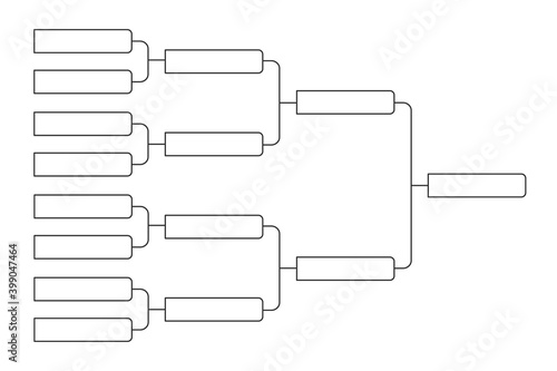 8 team tournament bracket championship template flat style design vector illustration isolated on white background. Championship bracket schedule for soccer, football, basketball, baseball or tennis.