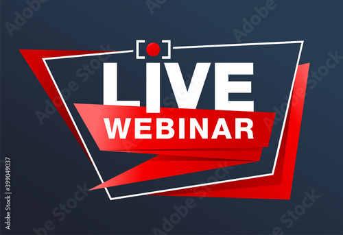 Live webinar banner element in 3D polygonal style