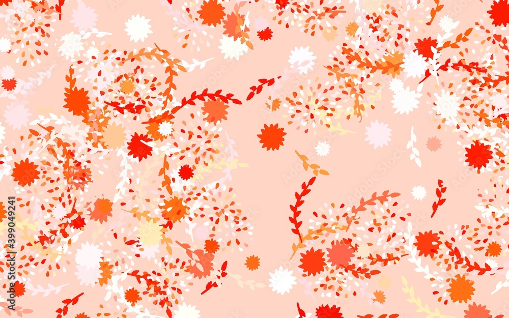 Light Red vector doodle background with flowers, roses.