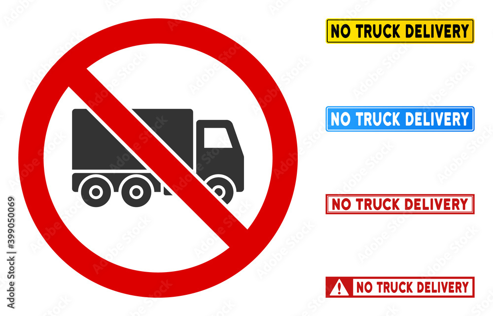 Vecteur Stock No Truck Delivery sign with texts in rectangular frames