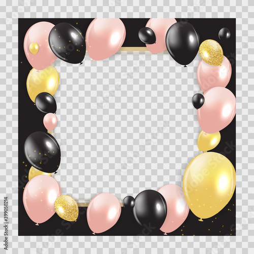 Abstract greeting card for the holiday Background with balloons. Vector Illustration EPS10. Square Template for social networks and messengers on transparent background