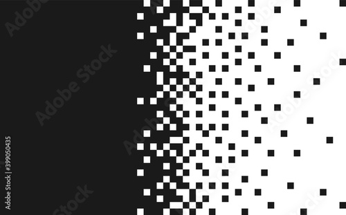 Random squares. The pixel is black monochrome. The margins for the text. Vector illustration.