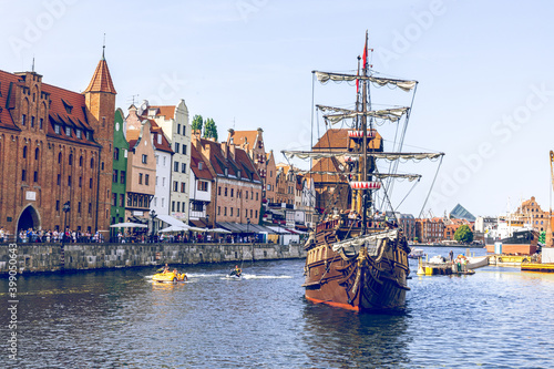 Pirate ship at Motlawa river in Gdansk, Poland.