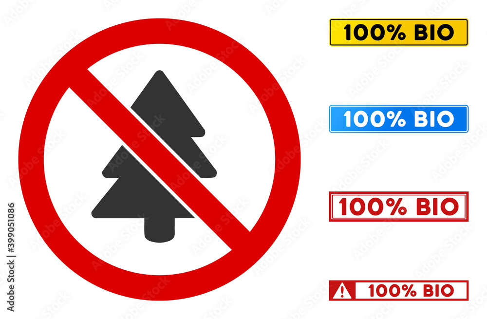 No Timber Sign No Fir-Tree sign with texts in rectangular frames. Illustration style ...