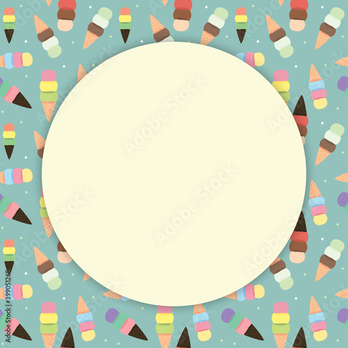 Baby Shower Invitation with ice cream background. Vector Illustration EPS10.Square Template for social networks and messengers on white background.