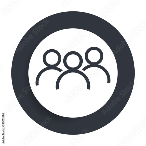 Group icon flat vector round button clean black and white design concept isolated illustration