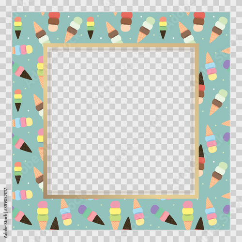 Baby Shower Invitation with ice cream background. Vector Illustration EPS10.Square Template for social networks and messengers on a transparent background.