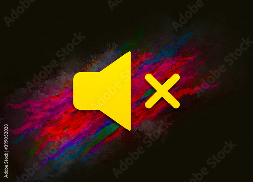 Mute speaker icon colorful paint abstract background brush strokes illustration design