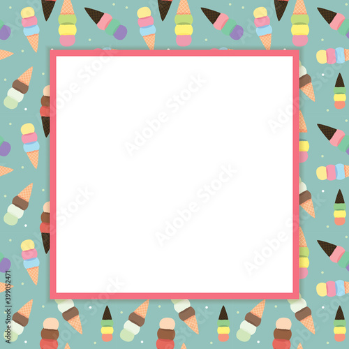 Baby Shower Invitation with ice cream background. Vector Illustration EPS10.Square Template for social networks and messengers on white background.