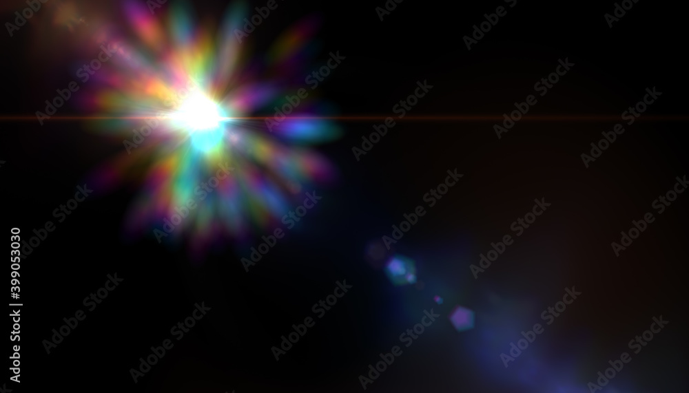 Beautiful rays of light.Lens Flare light over Black Background. Easy to add overlay or screen filter over Photos Beautiful rays of light.Lens Flare light over Black Background. Easy to add overlay or screen filter over Photos