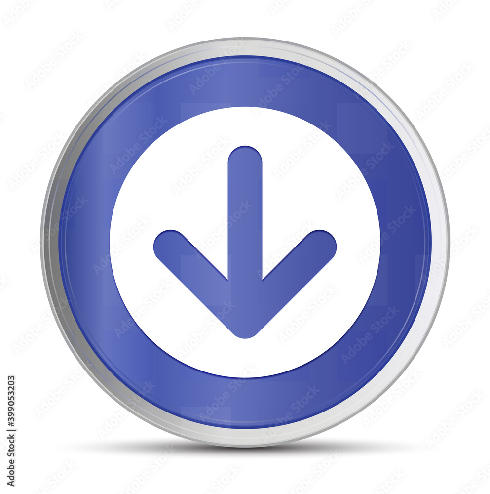 Down arrow icon prime blue round button vector illustration design silver frame push button Down arrow icon prime blue round button vector illustration design silver frame push button