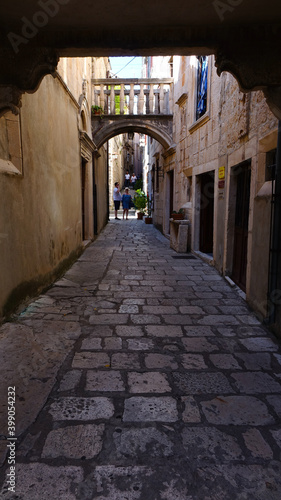 Narrow cobblestone lane on Korcula island