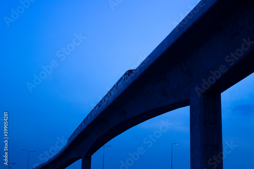 Skytrain contrast with blue sky, smart city concept © ContributorArtist
