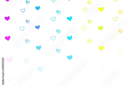 Fototapeta Naklejka Na Ścianę i Meble -  Light Multicolor vector template with doodle hearts.