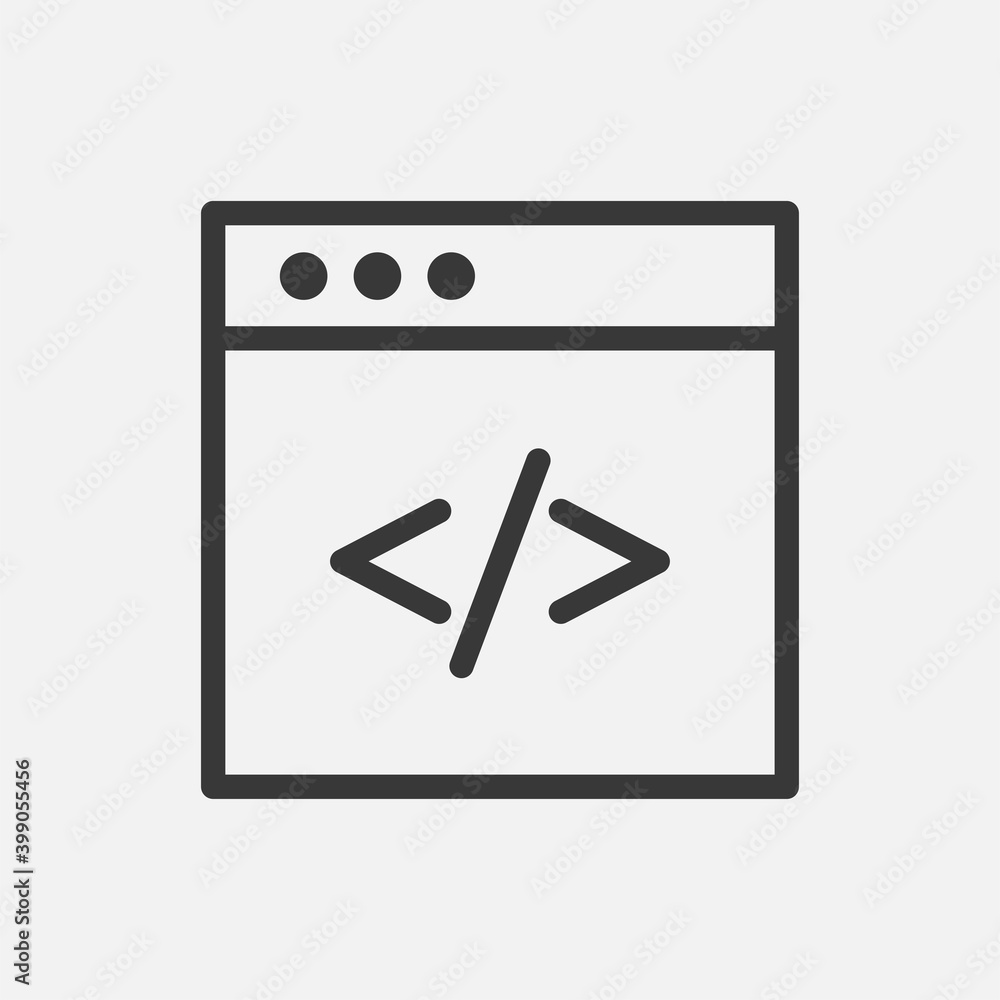 Coding website icon isolated on background. Browser symbol modern, simple, vector, icon for website design, mobile app, ui. Vector Illustration Coding website icon isolated on background. Browser symbol modern, simple, vector, icon for website design, mobile app, ui. Vector Illustration