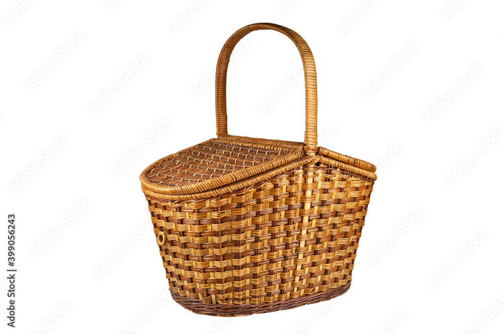 
Basket, wicker, empty, isolated, brown, white, picnic, container, craft, wood, handmade, handle, object, shopping, vine, woven, easter, wooden, natural, straw, traditional, weaving, craft, old , bag,
