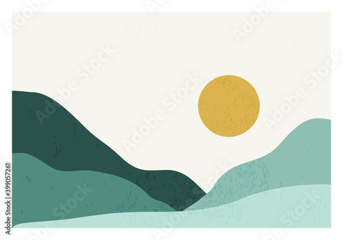 Trendy minimalist landscape abstract contemporary collage design