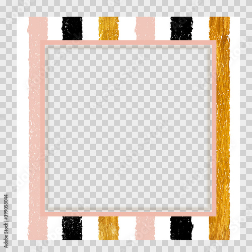 Invitation with Pink Paint Glittering Textured Art and Frame on Transparent Background Vector Ilustration EPS10. Square Template for social networks and messengers on transparent background