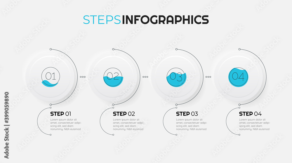 Vector infographic trendy linear and neomorphic design of options or steps. Step by step infographics. Neomorphism