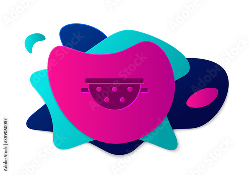 Color Kitchen colander icon isolated on white background. Cooking utensil. Cutlery sign. Abstract banner with liquid shapes. Vector.