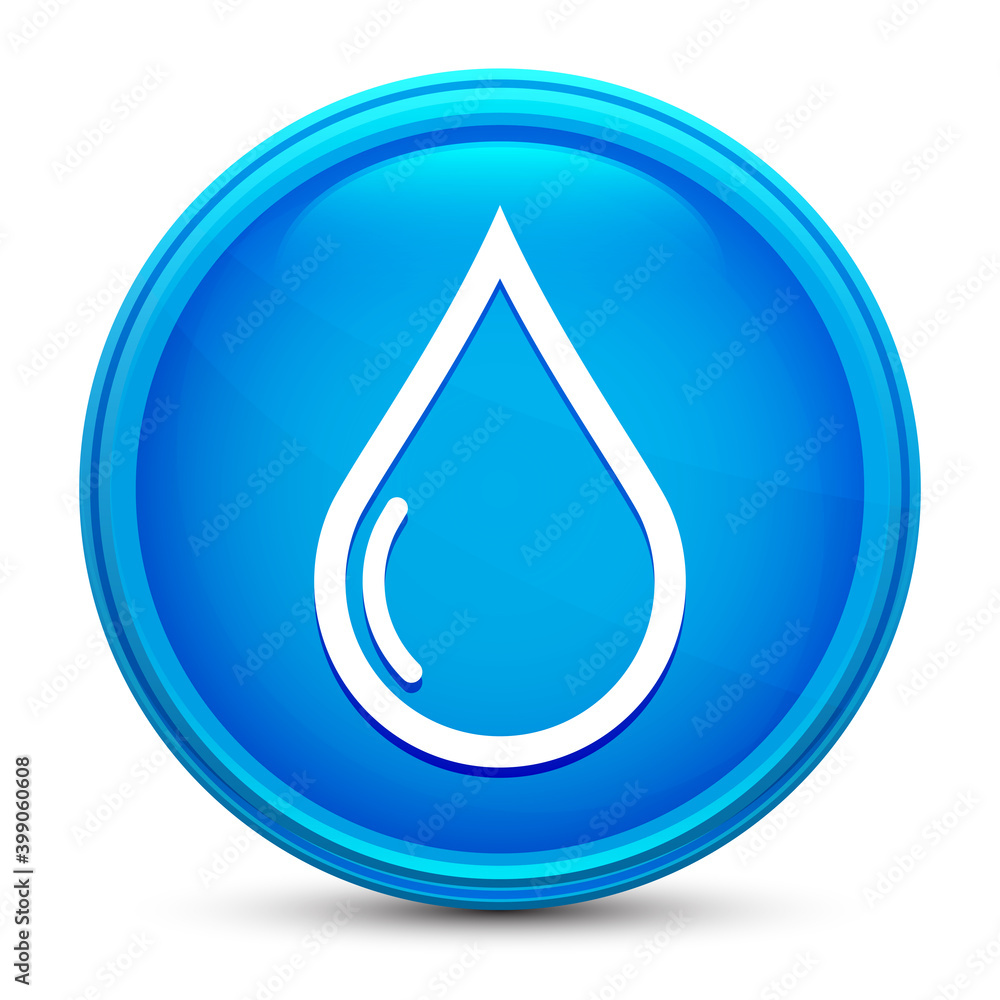 Water drop icon glass shiny blue round button isolated design vector illustration Water drop icon glass shiny blue round button isolated design vector illustration