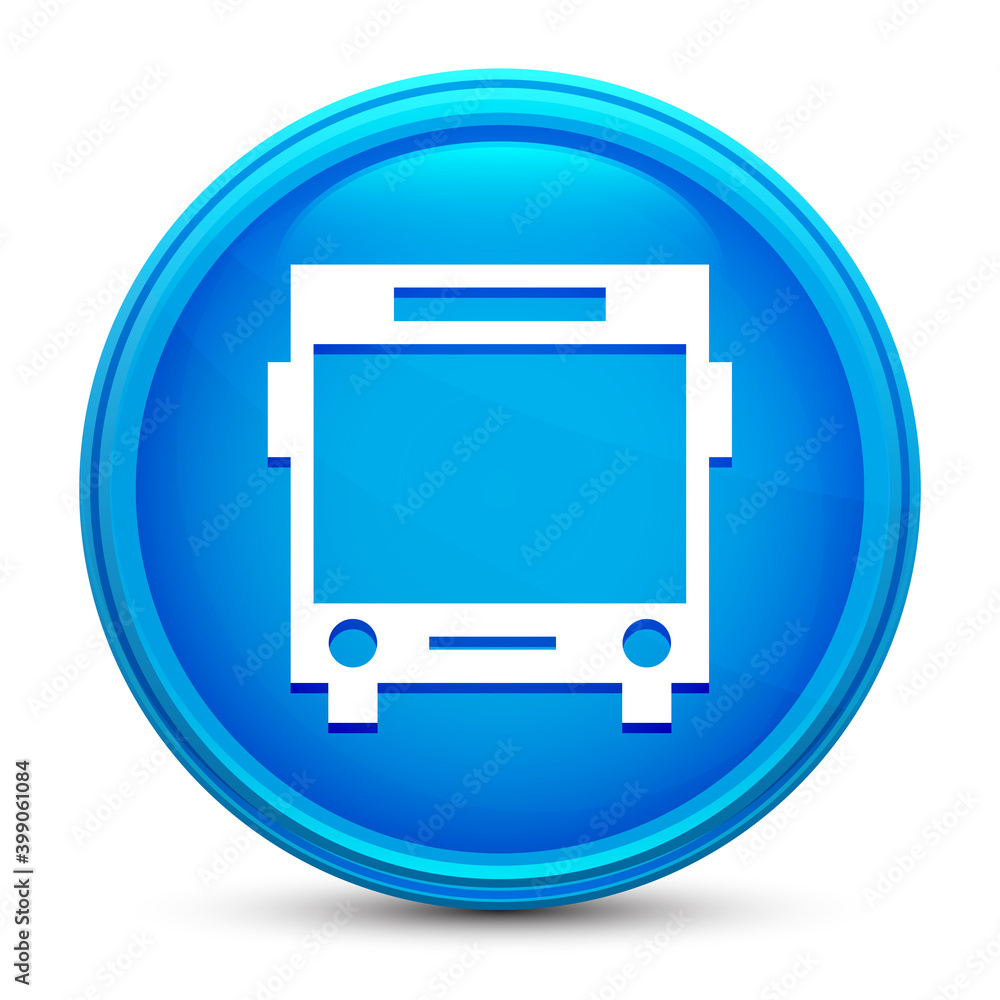 Bus icon glass shiny blue round button isolated design vector illustration Bus icon glass shiny blue round button isolated design vector illustration
