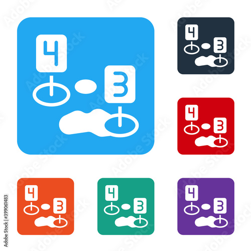 White Marker of crime scene icon isolated on white background. Set icons in color square buttons. Vector.