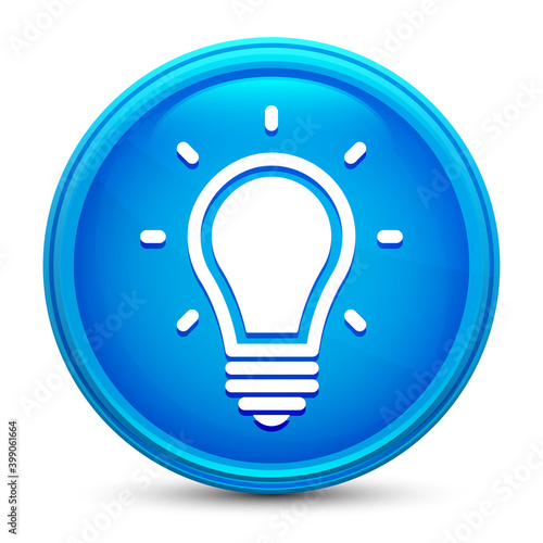 Lightbulb icon glass shiny blue round button isolated design vector illustration