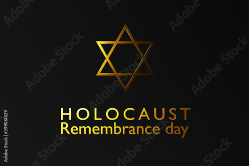 International holocaust remembrance day, star of david on dark background
