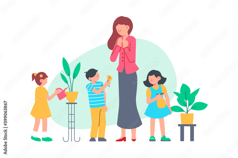 Kindergarten Flat Composition Kindergarten Flat Composition