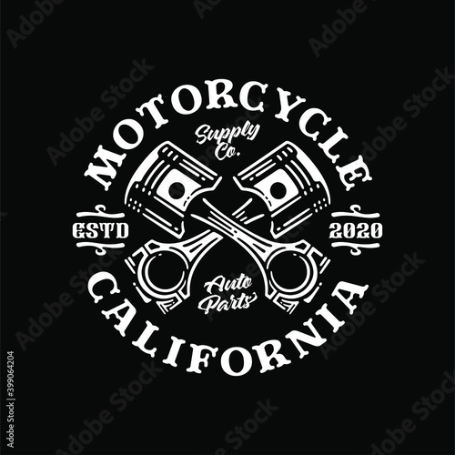 Motorcycle piston vector logo badge
