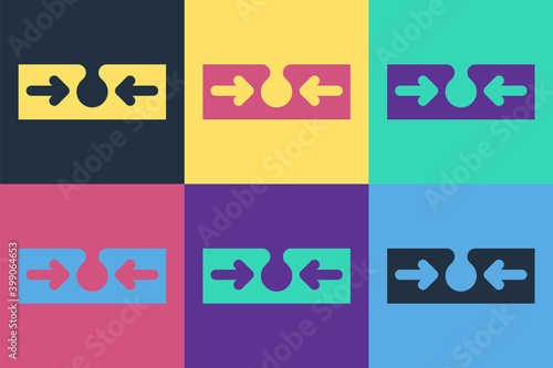 Pop art Acne icon isolated on color background. Inflamed pimple on the skin. The sebum in the clogged pore promotes the growth of a bacteria. Vector.