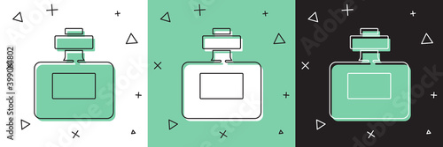 Set Perfume icon isolated on white and green, black background. Vector.