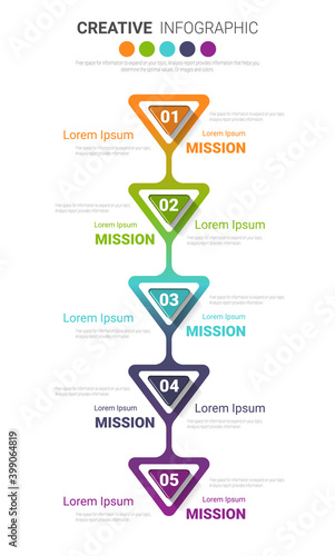 Infographic design template with numbers 5 option can be used for workflow layout, diagram, number step up options. 